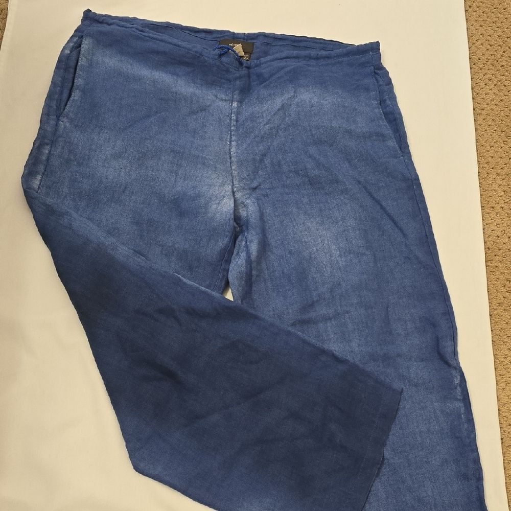 Metrico Linen/Flax Deep Blue Linen Pants 50